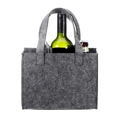 6-hole Felt Wine Bag (24x18cm) (gray) / Wine Bottle Storage Bag