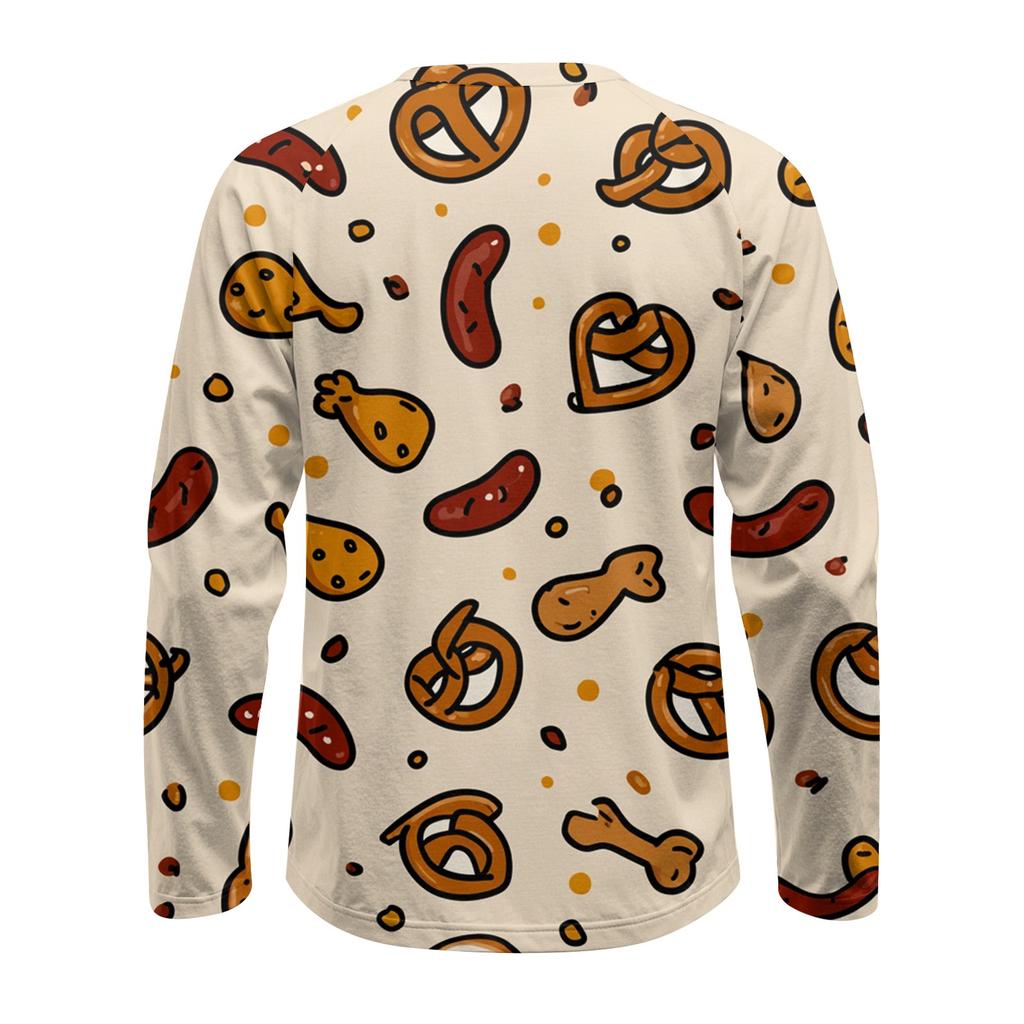 Herre Rund Hals Plunger Langermet T-skjorte Topp