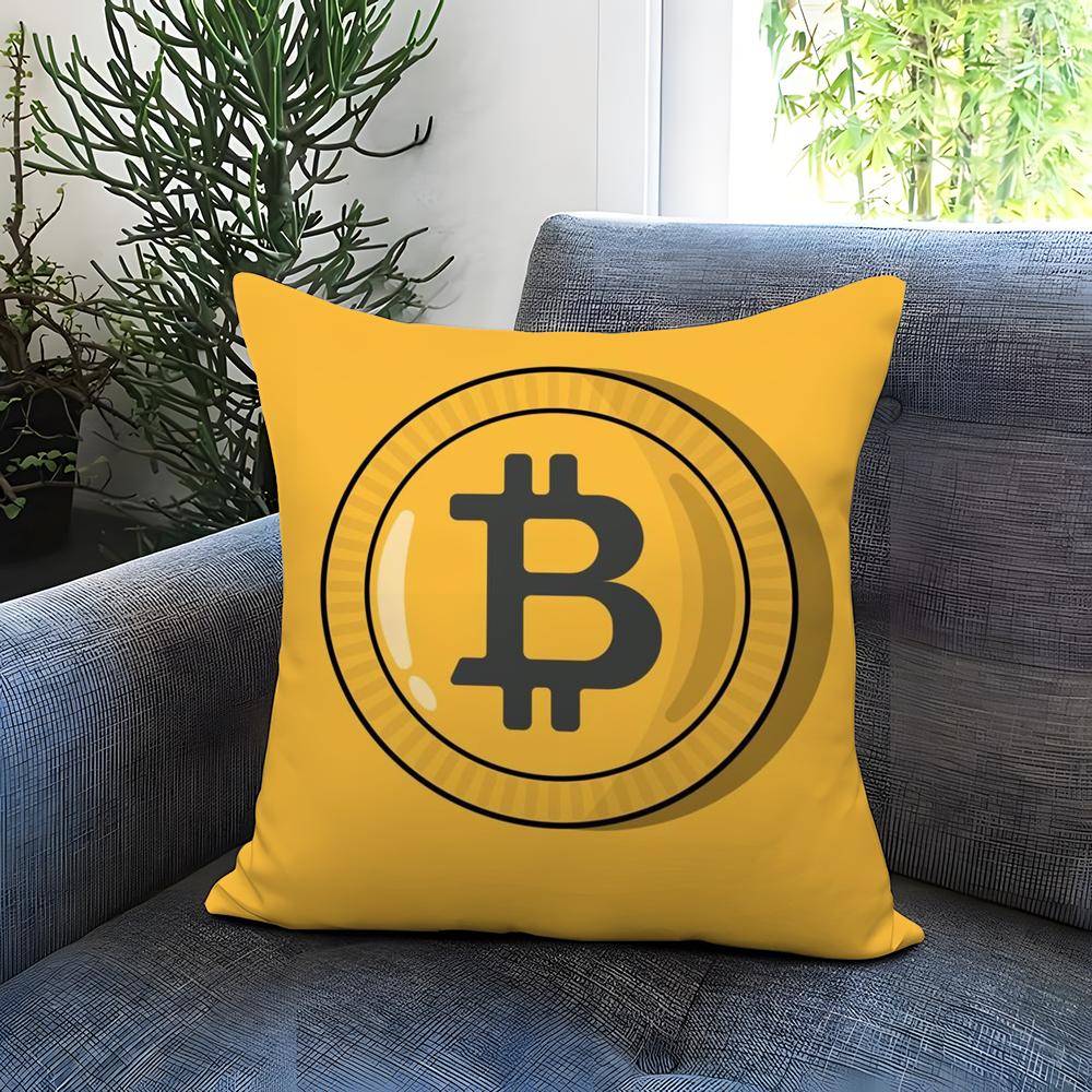 B-Bitcoin Cryptocurrency Btc Cushion Cover Comfortable Reversible Pillow Cover Ideal for Car Sofa Bedroom & Beyond