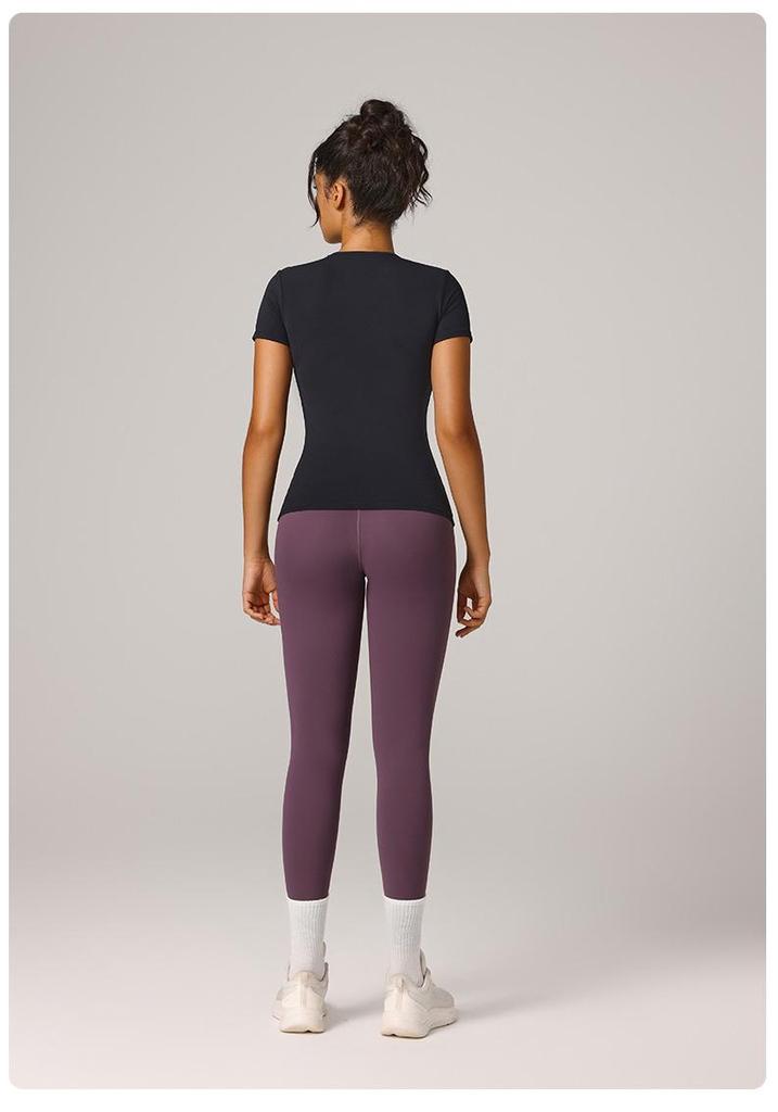 Schnelltrocknendes atmungsaktives Yoga-Top: Hautfreundliches Kurzarm-Slim-Fit für Fitness & Laufen