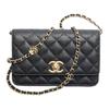 Grain Cow Leather Material Vintage Gold Chain Shoulder Bag, Crossbody Bag Women's Black AP3580-B14320-94305