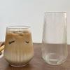 Premium Striped Glass Cup for Cold Drinks, Sparkling Water, Fruit Juices, and Heat-Resistant Lattes