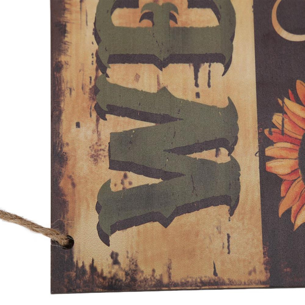 Pumpkin Sunflower Pattern Wooden Door Hanging Plaque 15.0x5.2in No Tools Needed Hanging Welcome Board Indoor Outdoor Use
