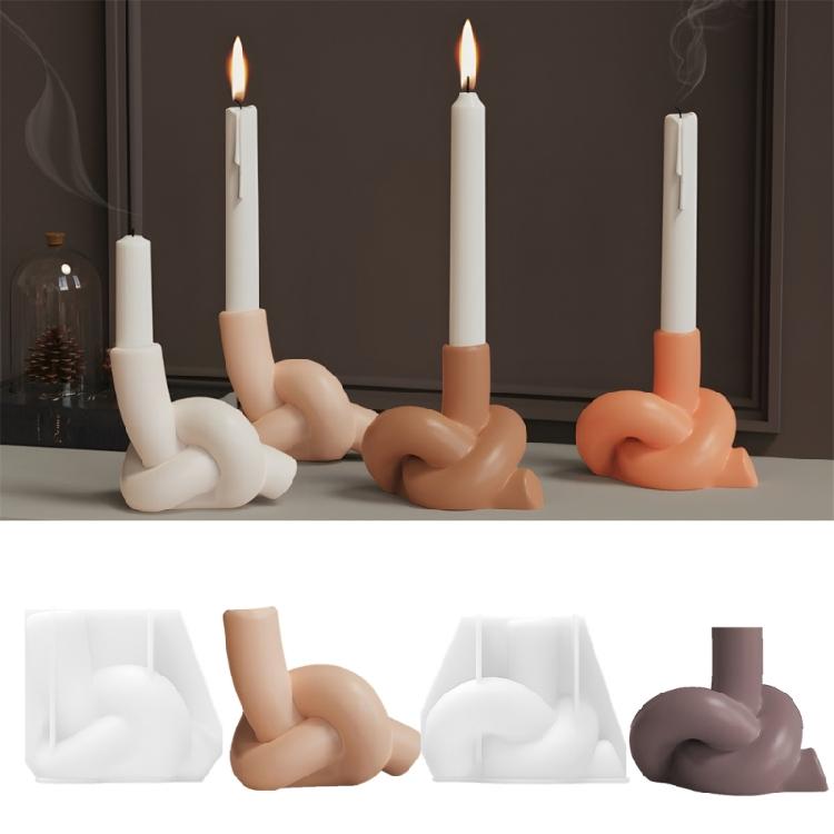 Silicones Candle Holders Molds With Unique Rope Knot Design Tapered Candlestick Making Mould For Handmade Gift And Craft