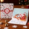 3D Pop Up Christmas Greeting Card Merry Christmas Gift Cards with Envelopes Santa Elk Snowman Holiday Cards for Christmas Parties Home Decor