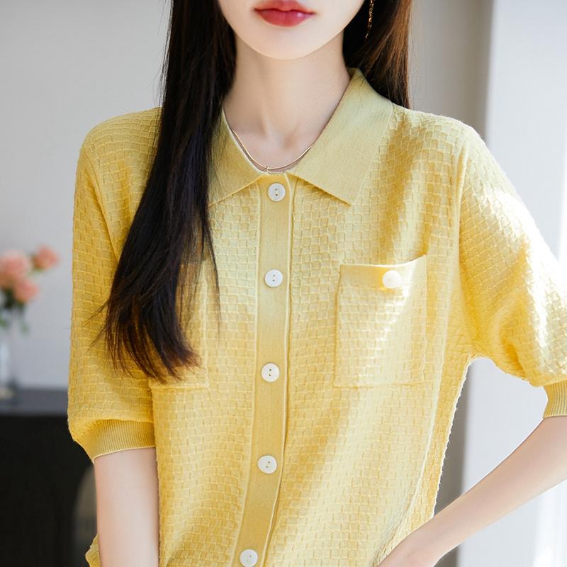 Leichte Strickjacke für Damen aus 50 % Wolle und 50 % Maulbeerseide – vielseitige Strickware für 4 Jahreszeiten für ganzjährigen Komfort und Stil