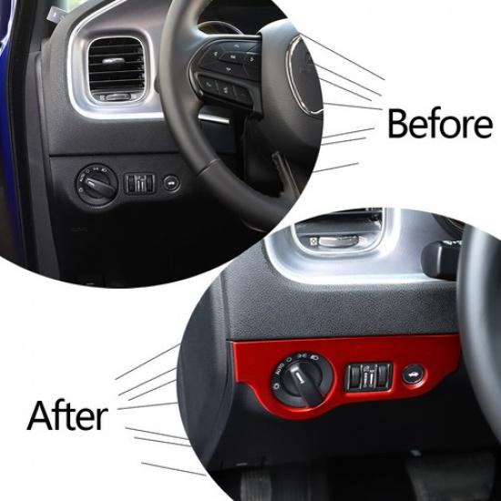 Red Headlight Switch Cover Trim Accessories for Dodge Challenger 15+/Charger 10+