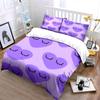 Sleeping Heart With Eyelash Duvet Cover Set, Light Purple Kawaii Girly Bedding Includes 1 Duvet Cover And 2 Pillowcase, Gift