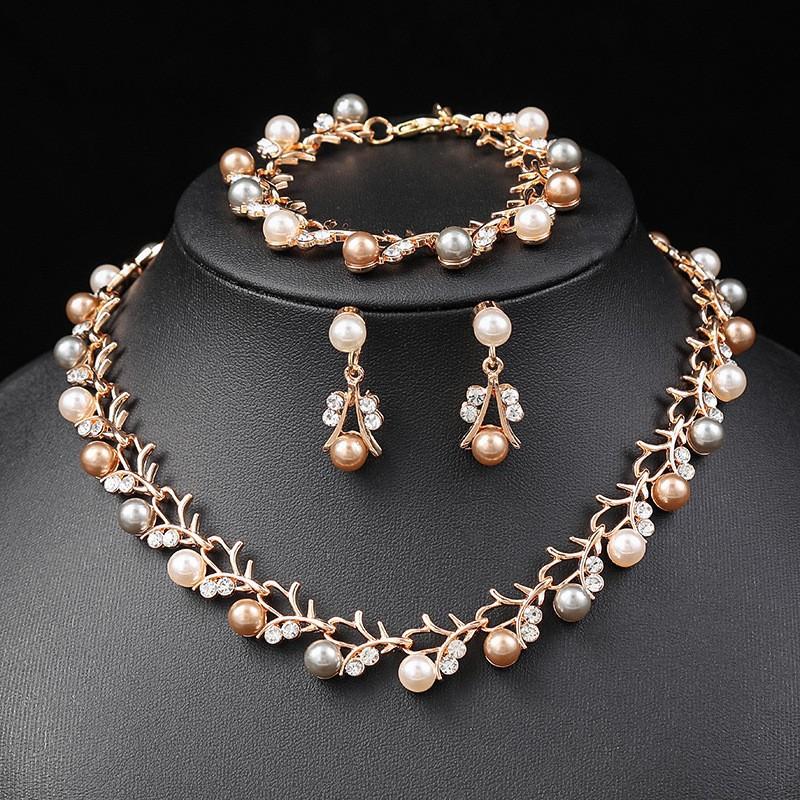 Brilliant Rhinestone Tassel Necklace Earrings Set Bridal Wedding Accessories