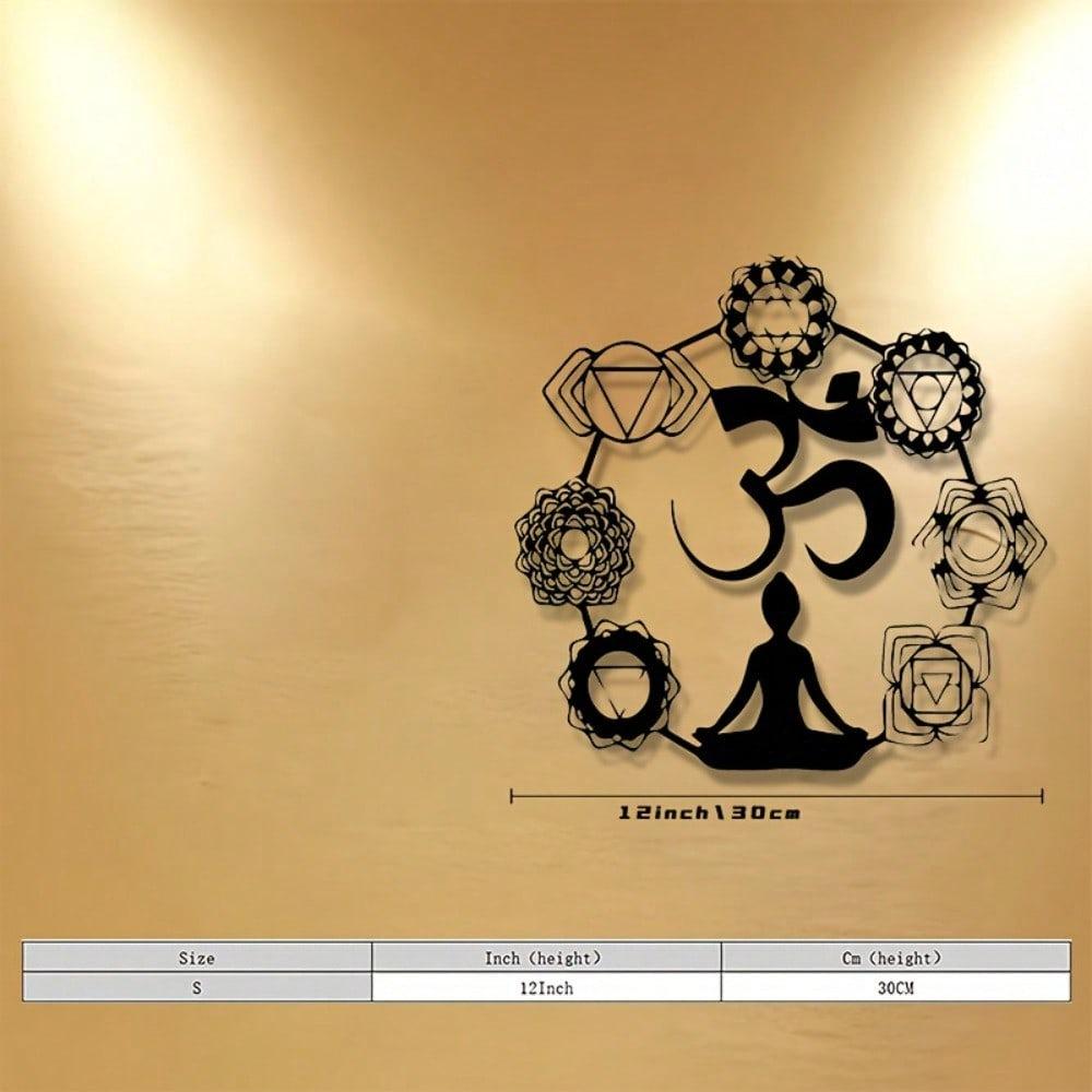 Metal Wall Art Yoga Meditation Symbol Black Painted Iron Mandala Decor for Home Study Meditation Room Spiritual Gift