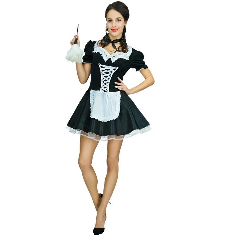 Yetişkin Hizmetçi Üniforması Parti Kostümü Cosplay Cadılar Bayramı Hizmetçi Cosplay Kostümü