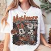 Retro Skeleton Pumpkin Cartoon Family Matching Tee Spooky Ghost Graveyard Print For Halloween Parentchild Party Outfits