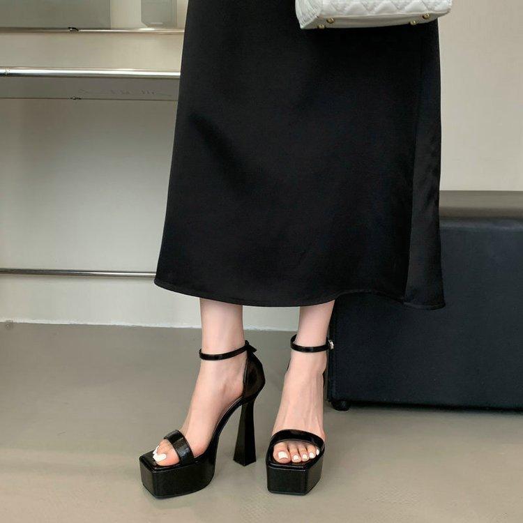 

cm thick heel high heels spring and summer new European and American fashion thick-soled waterproof table high heel one-button sandals 41