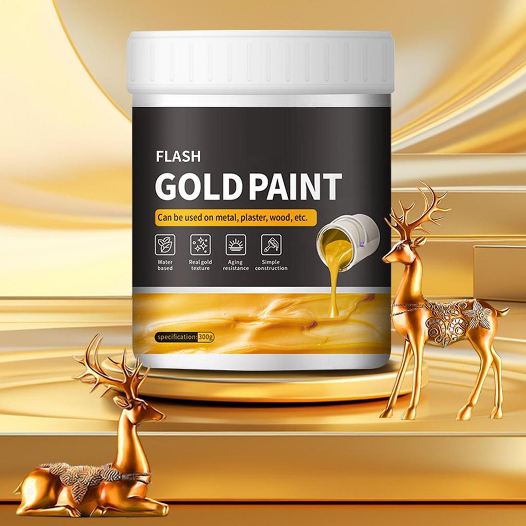 Liquid Gilding Gold Paint 300g Liquid Gold Foil Paint Quick Drying Metal Plaster and Wood Painting Easy to Apply Art Supplies