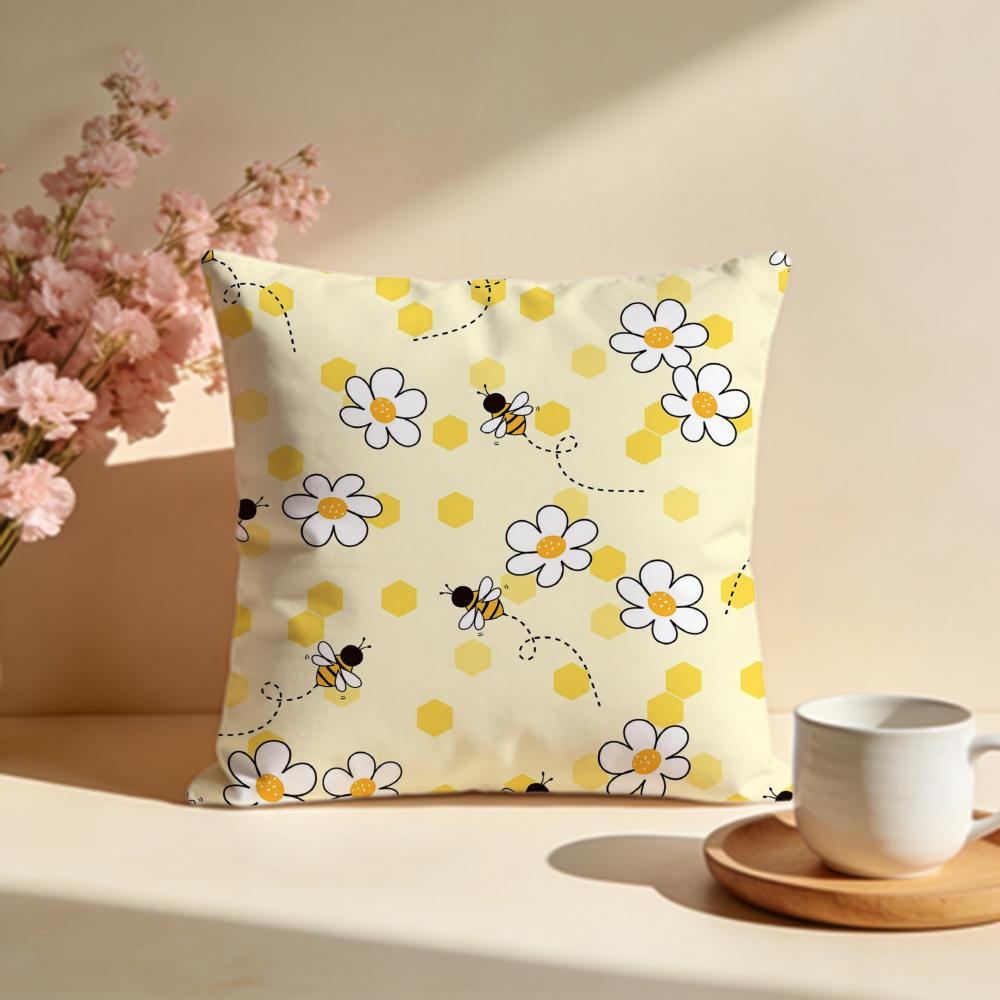 Busy Little Bee Cushion Cover Soft Pillow Cases for Home Bedroom Living Room Sofa