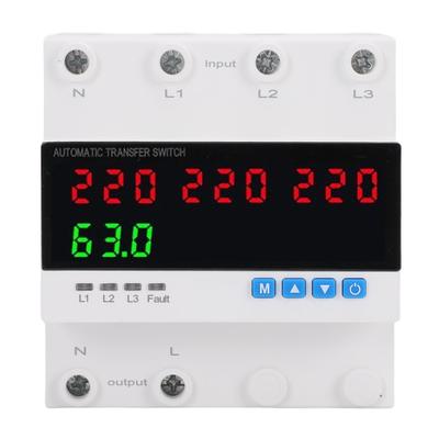 Automatic Transfer Switch 63A 4P 3PH Overcurrent Overvoltage Undervoltage Protector ATS Adjustable Circuit Breaker LED