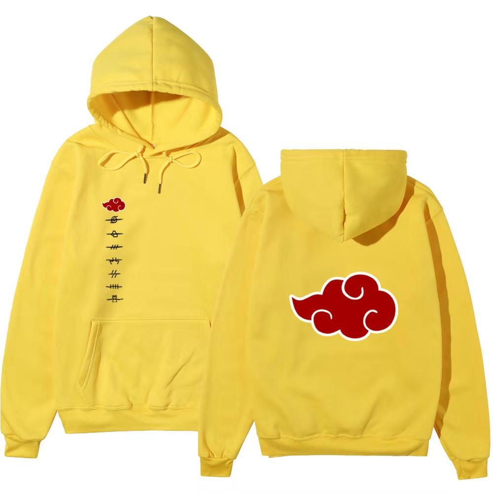 Unisex Naruto Akatsuki Hoodie, Double Side Red Cloud Symbol Print Anime Pullover Long Sleeve Hooded Sweatshirt