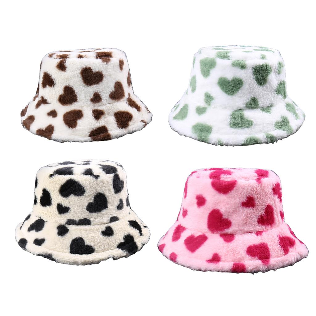 Fashionable Love Pattern Bucket Hat for Various Head Size Winter Autumn Thicken Fisherman Hat Headpiece for Casual Wear