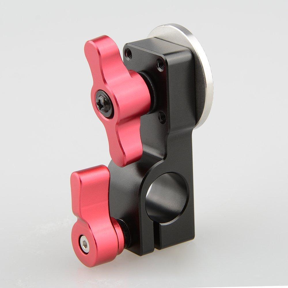 CAMVATE 15mm Single Rod Clamp with Rosette Mount, Rosette Adapter, Camera Accessory, Connects to 15mm Rod Systems (Red Wing Nut)