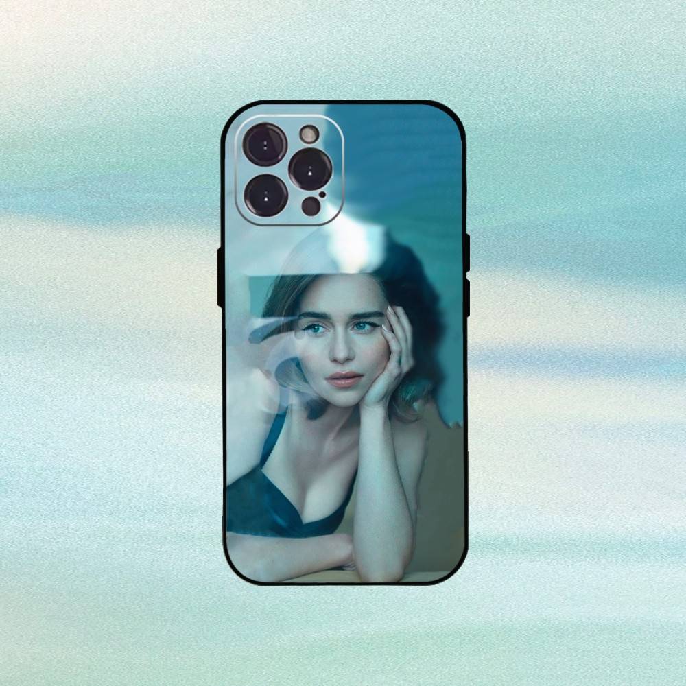 E-Emilia C-Clarke Actress Phone Case For iPhone17,16,15,14,13,12Plus,Pro Max,XS,5G Soft Silicone Black Cover