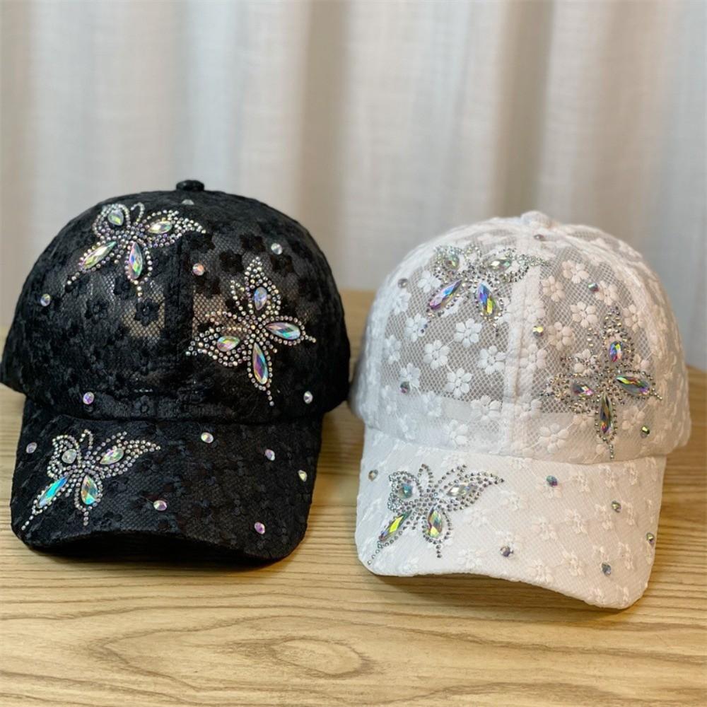 Lace Visors Cap Butterfly Mesh Peaked Hat Fashion Flower Baseball Cap Girls