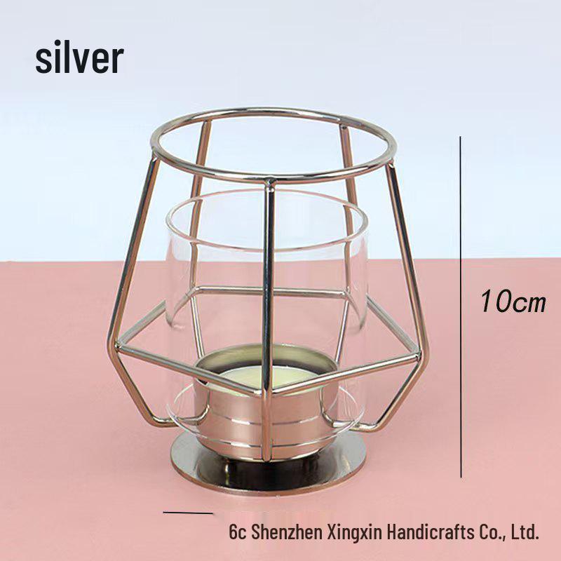 Nordic Electroplated Romantic Hexagonal Candle Holder Ornament