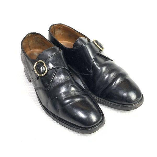 70s-80s England Made/Lotus/MILFORD U/Monk Strap Shoes/8/26.5cm/Black/(USED)