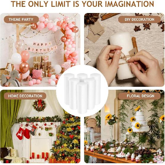 Christmas Foam Cylinders for Craft, Cabilock 5.89 X 1.97inch White Craft Foam, 6pcs Foam Columns Polystyrene Foam Rods for Modeling DIY Crafts and