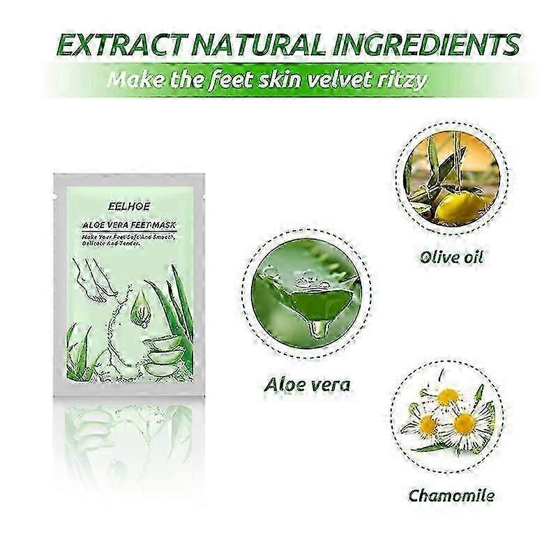 5pairs Foot Mask Exfoliating Feet Mask Pedicure Heels Foot Mask Aloe Vera