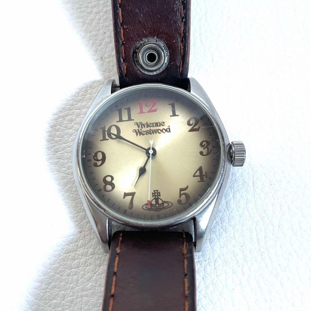 Used Vivienne Westwood TIME MACHINE Watch Brown Leather Unisex Genuine Leather Strap With Box Sold Out
