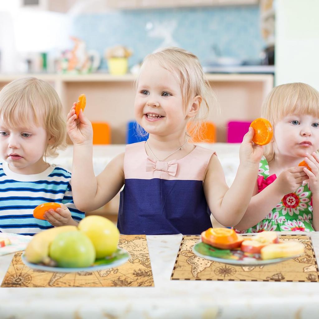 Eaasty 50 Disposable World Map Paper Placemats Vintage World Map for Old Paper Retro Style Decorative Travel Adventure Table Mat for Geography