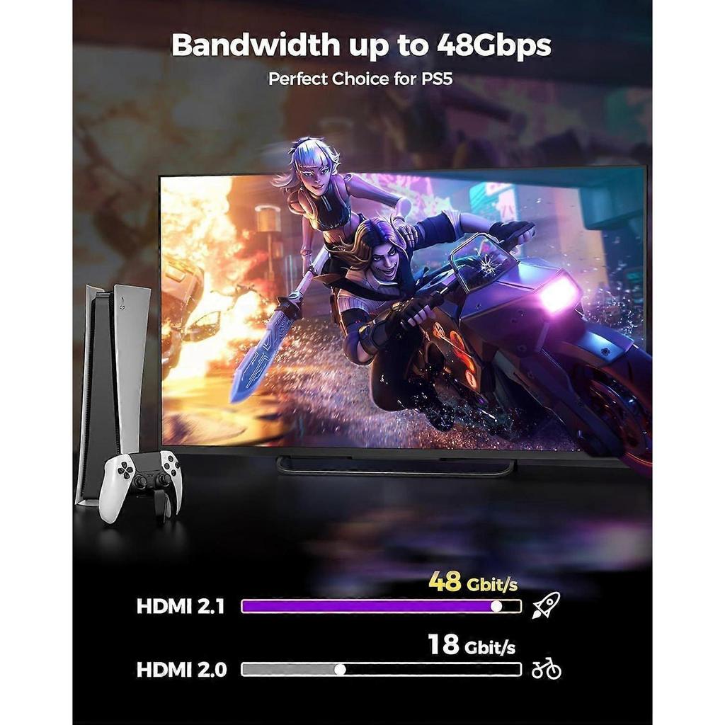 8K HDMI 2.1 Cable 5M, HDMI eARC Cable for Soundbar 48Gbps, PS5 HDMI Cable