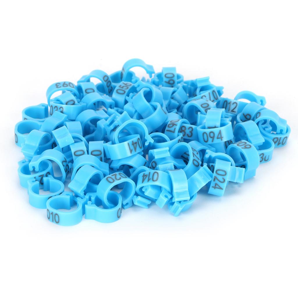 001‑100 Numbered Bird Leg Bands 8mm Poultry Identify Rings Accessory for Birds PigeonsBlue