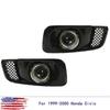 For 1999-2000 Honda Civic Clear Lens LED Halo Projector Fog Lights Lamps DRL