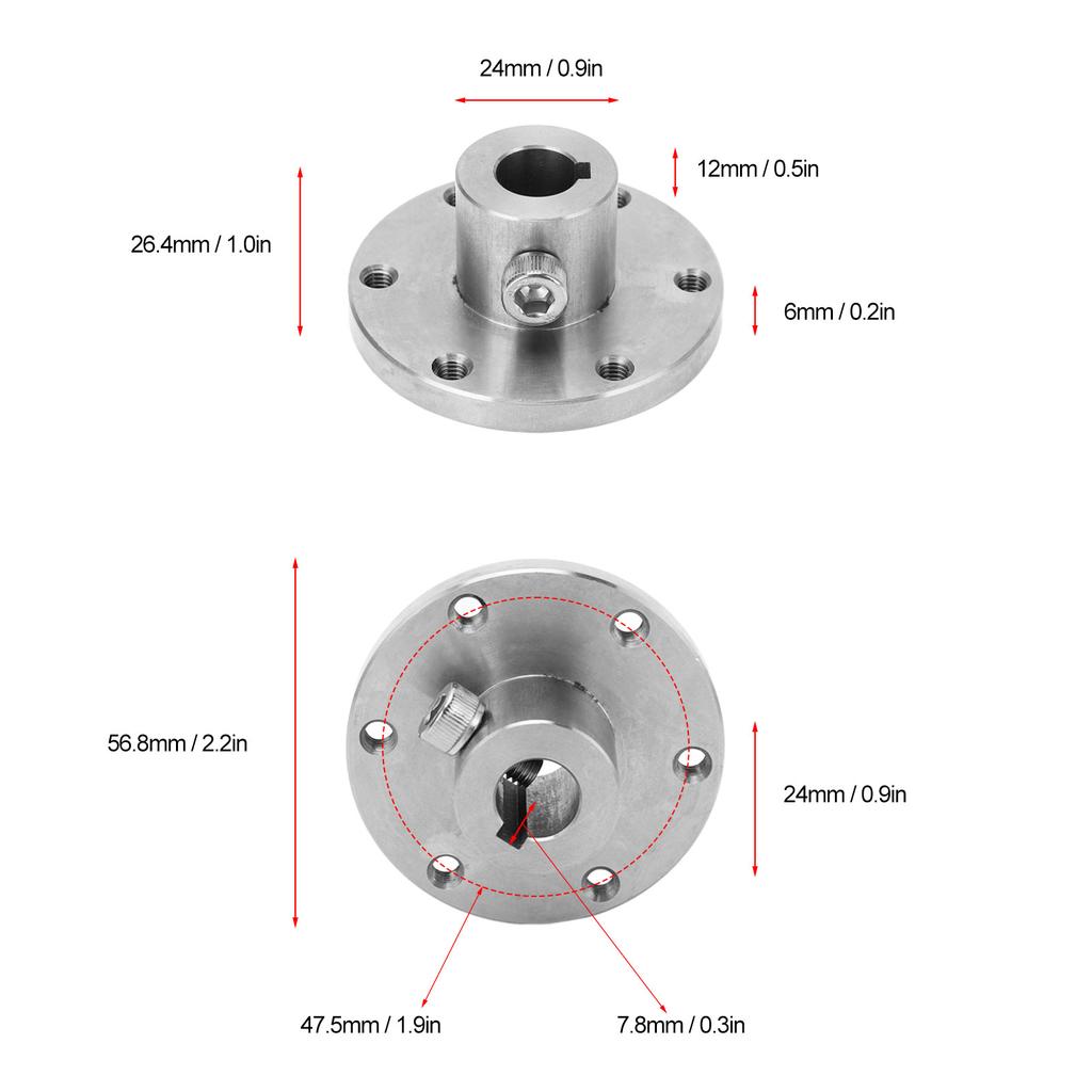 12mm Flanschkupplung Edelstahl RC Schlüssel Nabe Wellenkupplung für RC Modellmotoren