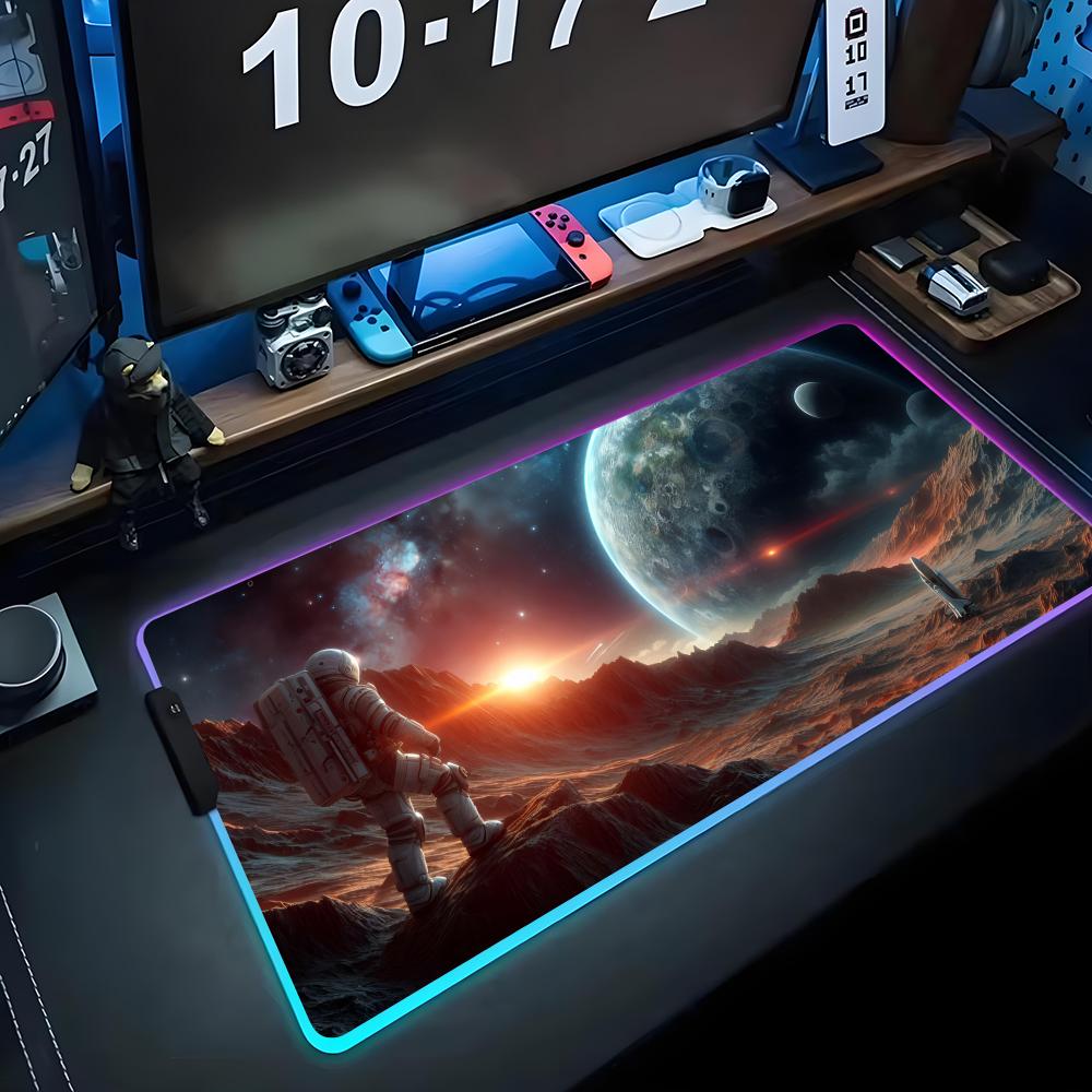 space astronaut Mouse Pad RGB Gaming Mousepad Big LED Pad PC Desk Mat Luminous Mouse Pad Large Keyboard Mats Table Rug With RGB600x300x3mm