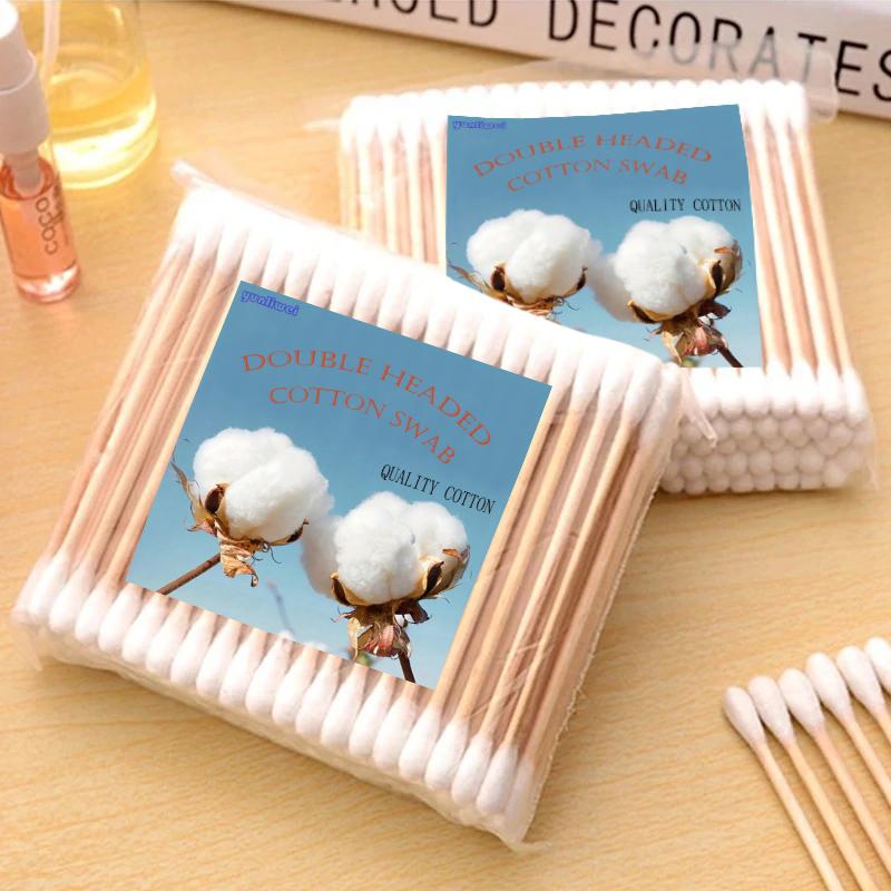 100PCS Round Headed Cotton Swabs, Double Round Headed Cotton Swabs, Bamboo Sticks, Precision Pointed Cosmetic Nail Tools