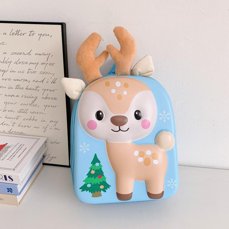 Cartoon Deer Kids Backpack With Pvc Shell For Preschool Children School Use