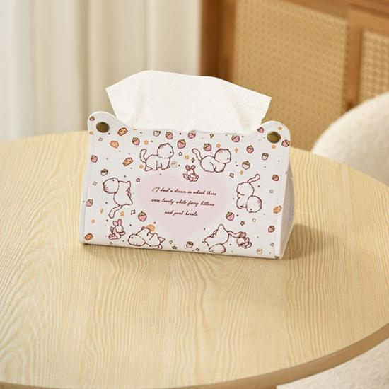 Creative Cartoon Animal Tissue Box - Leather Cat & Dog Design for Home or Car