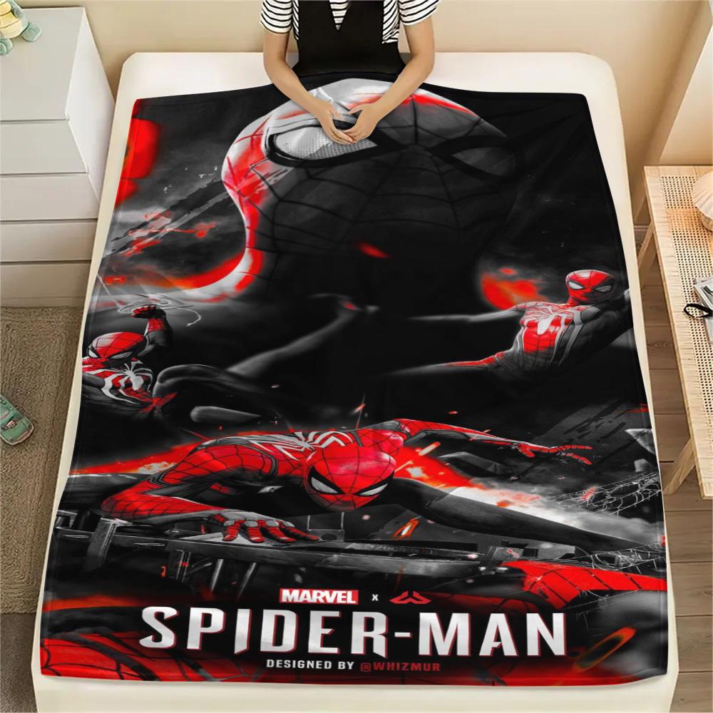 Spider Man Black Graphic Blanket Suitable For All Seasons Camping Trip Air Conditioning Blanket Christmas Gifts Digital Printing