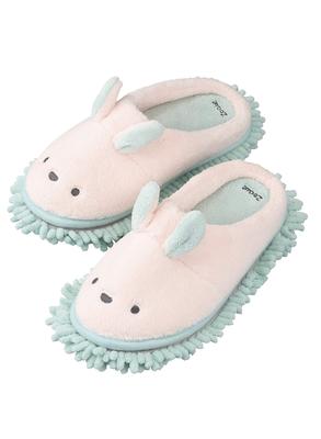 Carari Cleaning Sizes Simply Slip Them On for Floor Detachable and Washable Mop Soft and Fluffy with a Marshmallow CB Slippers, 23-25cm (Rabbit) -