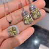 Jewelry Simulation Yellow Diamond Pendant, Stud Earrings, Necklace, Female Colorful Treasure Set.