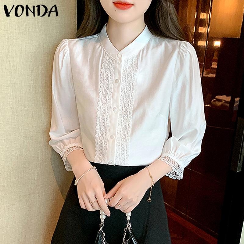 

VONDA Элегантные женские рубашки с рукавами 3/4 и кружевными повседневными топами