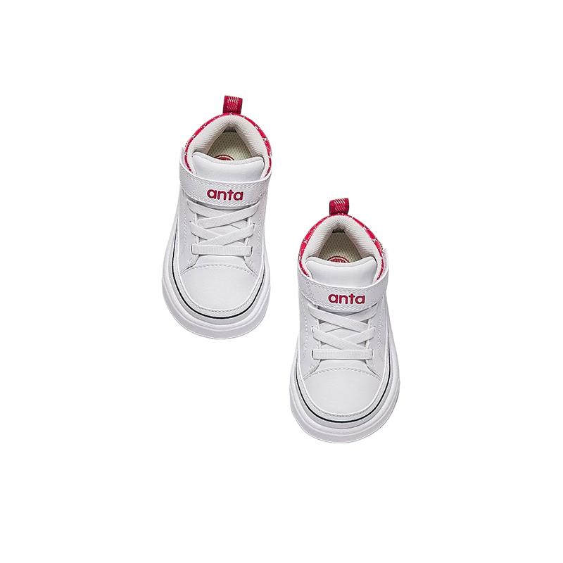 Anta Kids Comfortable Lightweight Casual Non-Slip Wear-Resistant Low-Top Walking Shoes Baby Shoes White Danxia-Red 312510030