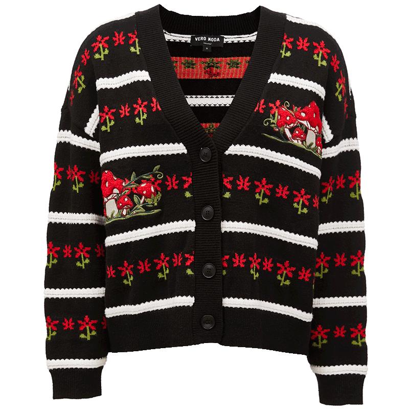 

VEROMODA Women s Mushroom Floral Knit Cardigan S