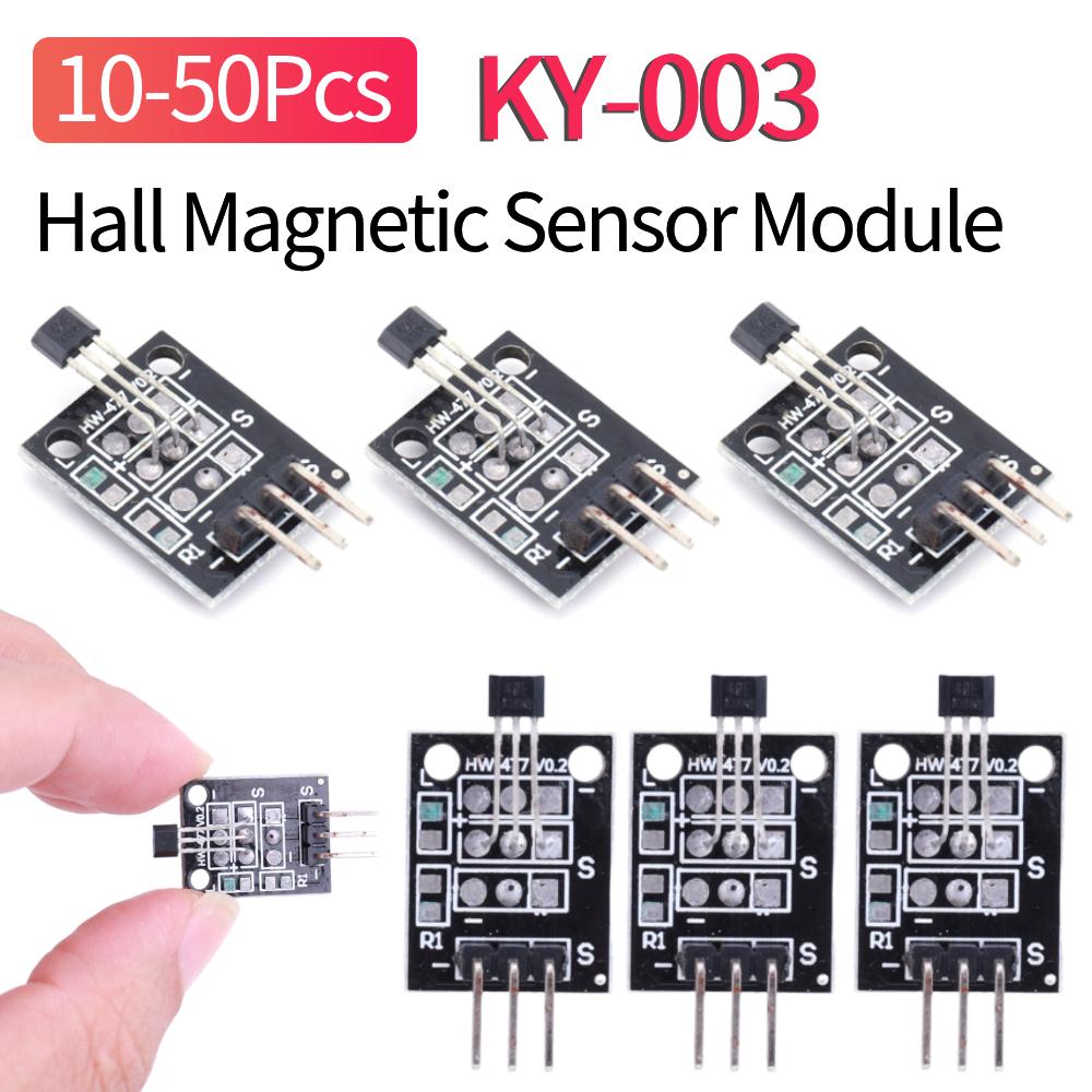 10-50Pcs HW-495 KY-003 Magnetic Switch Sensor Module A3144 Standard Hall Effect Magnetic Sensor Module Works with Arduino Boards