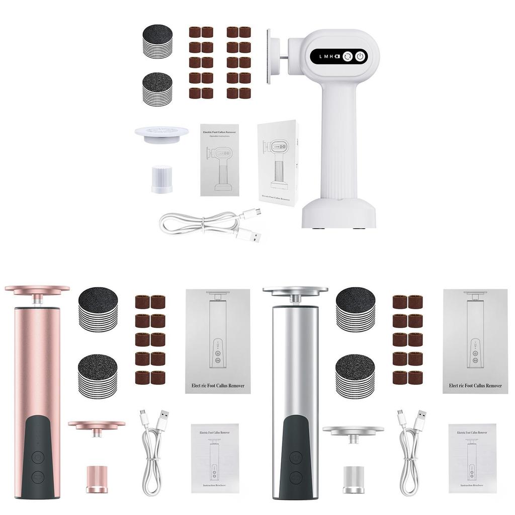 Electric Foot File Rechargeable Callus Remover With Adjustable Speed And 20 Grinding Heads For Athome Pedicure