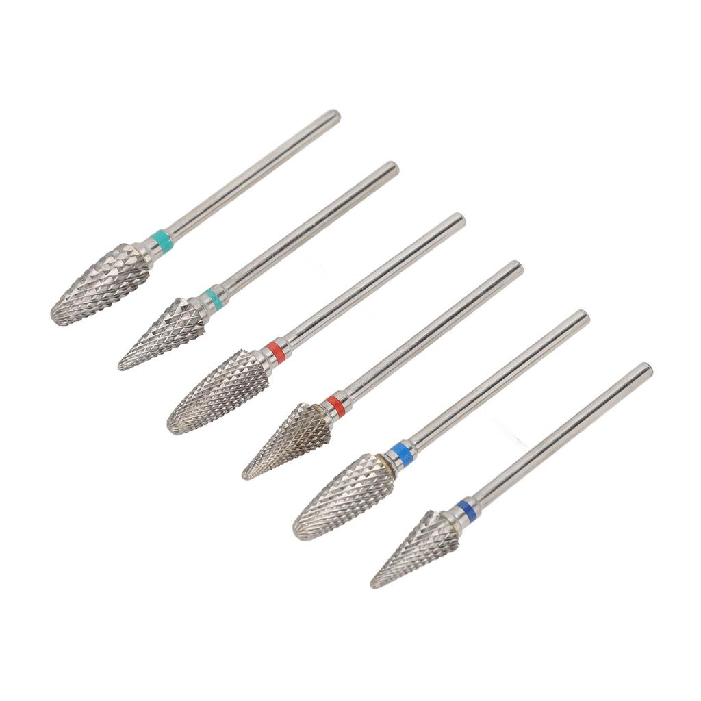 6pcs Nail Art Drill Bits Remove Dead Skin Tungsten Steel Nail Polishing Grinding Heads