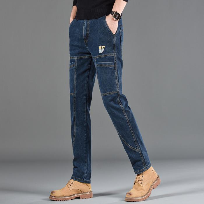 

Four Seasons Wearable 2024 Новые джинсовые брюки High-End Splicing Slim Fit Small Straight Leg Мужские брюки 38