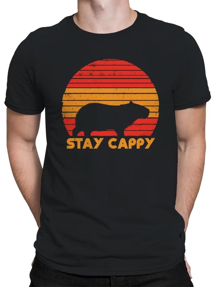Retro Capybara Sunset Graphic Men s T-shirt XL